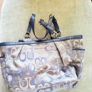 Authentic Coach Silver and Blue purse
